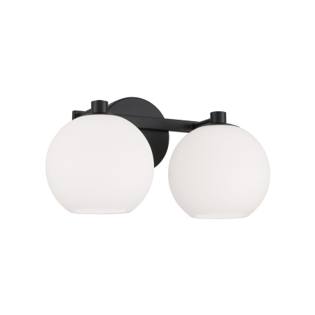 Capital Lighting Ansley 2 Light 15" Wide Vanity Light with Soft White Glass Shades Matte Black
