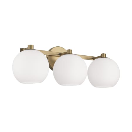 Capital Lighting Ansley 3 Light 23" Wide Vanity Light with Soft White Glass Shades Aged Brass