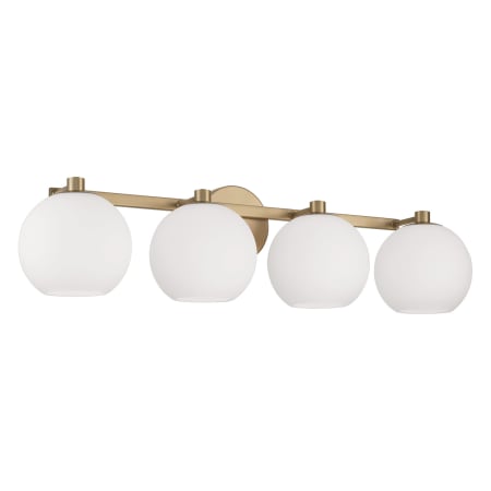 Capital Lighting Ansley 4 Light 31" Wide Vanity Light with Soft White Glass Shades Aged Brass