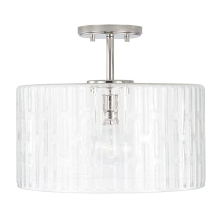 Capital Lighting Emerson 15" Wide Semi-Flush Drum Ceiling Fixture / Pendant Polished Nickel