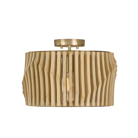 Capital Lighting Archer 16" Wide Semi-Flush Drum Ceiling Fixture / Converts to Pendant Blonde Wood / Matte Brass