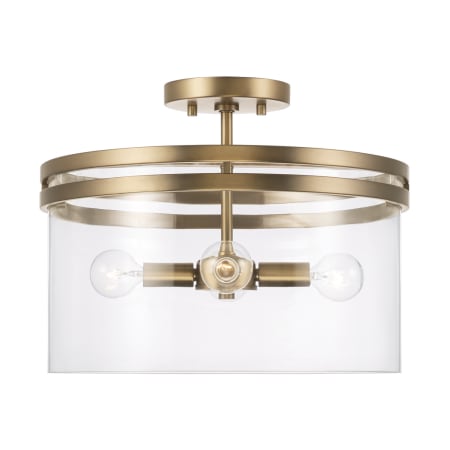 Capital Lighting Fuller 4 Light 15" Wide Semi-Flush Drum Ceiling Fixture Aged Brass