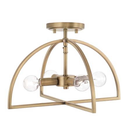 Capital Lighting Lawson 4 Light 15" Wide Semi-Flush Ceiling Fixture Aged Brass