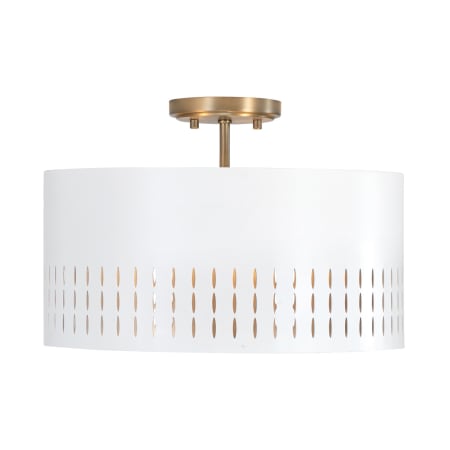 Capital Lighting Dash 3 Light 16" Wide Semi-Flush Drum Ceiling Fixture Aged Brass / White