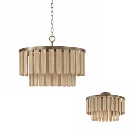 Capital Lighting Jada 20" Wide Wood Pendant / Converts to Semi-Flush Dark Brass