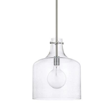 Capital Lighting Single Light 15" Tall Pendant with Seedy Glass Shade Brushed Nickel