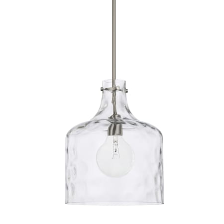 Capital Lighting Single Light 15" Tall Pendant with Clear Water Glass Shade Brushed Nickel