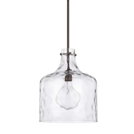 Capital Lighting Single Light 15" Tall Pendant with Clear Water Glass Shade Bronze