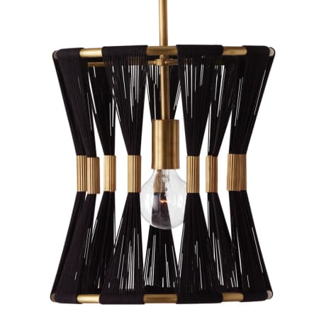 Capital Lighting Bianca 12" Wide Pendant Black Rope / Patinaed Brass