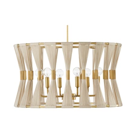 Capital Lighting Bianca 6 Light 25" Wide Drum Chandelier Bleached Natural Rope / Patinaed Brass