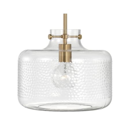 Capital Lighting 12" Wide Pendant with Patterned / Etched Glass Shade Aged Brass