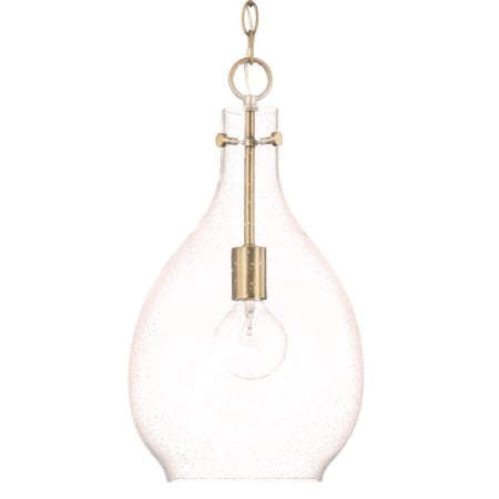 Capital Lighting Brentwood 10" Wide Mini Pendant with Shade Aged Brass
