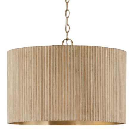 Capital Lighting Donovan 3 Light 20" Wide Wood Pendant with Mango Wood Shade White Wash / Matte Brass