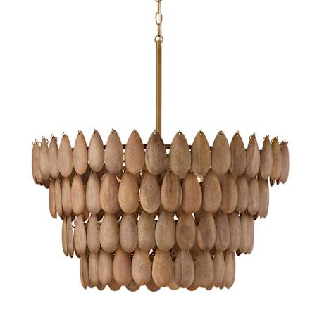 Capital Lighting Ravi 4 Light 29" Wide Chandelier Light Wood / Patinaed Brass