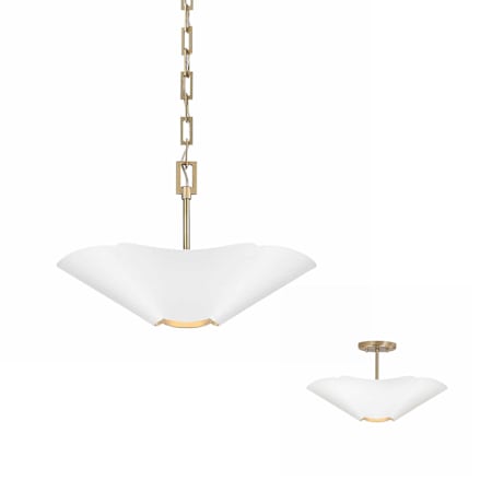 Capital Lighting Maeve 19" Wide Pendant / Converts to Semi-Flush Matte Brass / White
