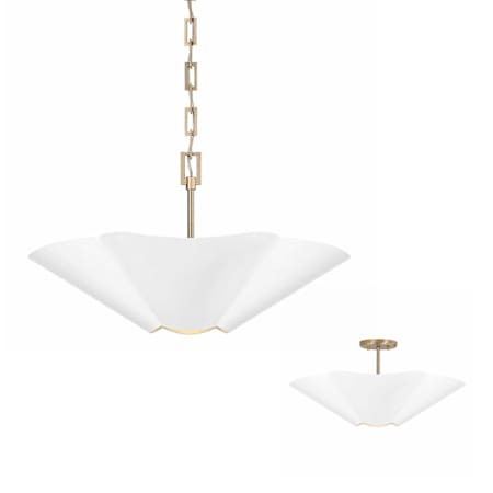 Capital Lighting Maeve 23" Wide Pendant / Converts to Semi-Flush Matte Brass / White