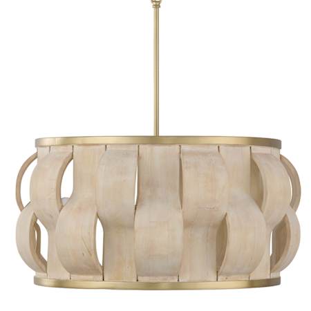 Capital Lighting Willa 4 Light 27" Wide Wood Pendant Matte Brass