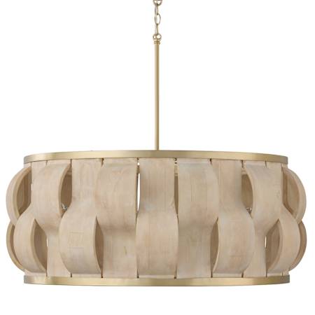Capital Lighting Willa 6 Light 32" Wide Wood Pendant Matte Brass