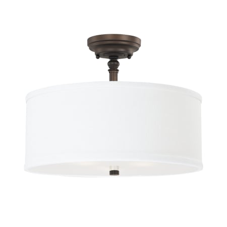 Capital Lighting Loft 3 Light 15" Wide Semi-Flush Drum Ceiling Fixture with White Shade Brushed Bronze