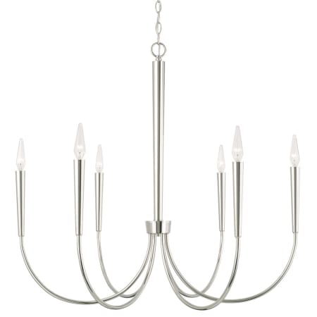 Capital Lighting Holden 6 Light 33" Wide Taper Candle Chandelier Polished Nickel