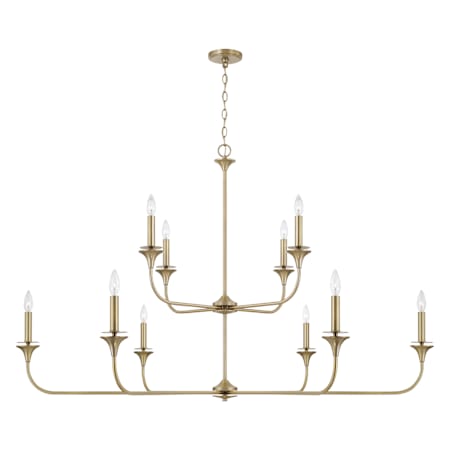 Capital Lighting Presley 10 Light 56" Wide Taper Candle Style Chandelier Aged Brass