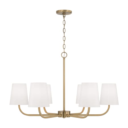 Capital Lighting Brody 6 Light 35" Wide Chandelier with White Fabric Shades Aged Brass