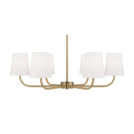 Capital Lighting Brody 6 Light 35" Wide Chandelier with White Fabric Shades Aged Brass