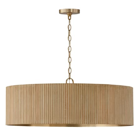 Capital Lighting Donovan 4 Light 31" Wide Wood Pendant with Mango Wood Shade White Wash / Matte Brass