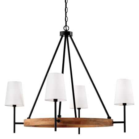 Capital Lighting Jonah 4 Light 35" Wide Taper Candle Ring Chandelier with White Fabric Shades Light Wood / Matte Black