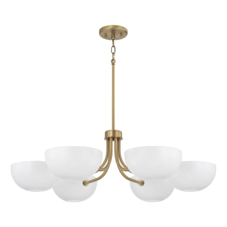 Capital Lighting Reece 6 Light 34" Wide Chandelier Aged Brass / White
