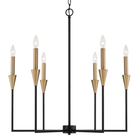 Capital Lighting Avant 6 Light 29" Wide Taper Candle Style Chandelier Aged Brass / Black