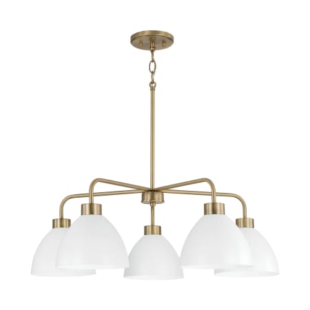 Capital Lighting Ross 5 Light 30" Wide Chandelier Aged Brass / White