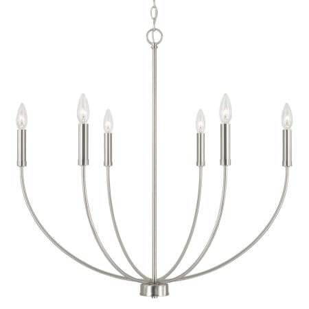 Capital Lighting Ansley 6 Light 30" Wide Taper Candle Style Chandelier Brushed Nickel