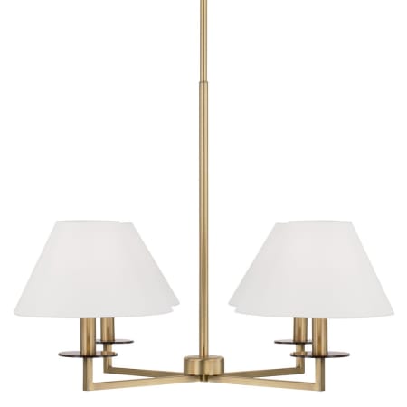 Capital Lighting Gilda 4 Light 30" Wide Chandelier with White Fabric Shades Aged Brass