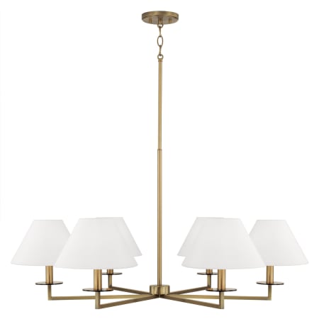 Capital Lighting Gilda 6 Light 40" Wide Chandelier with White Fabric Shades Aged Brass