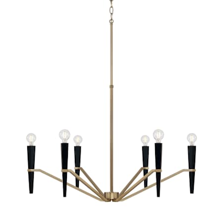 Capital Lighting Enzo 6 Light 33" Wide Candle Style Chandelier Aged Brass / Black