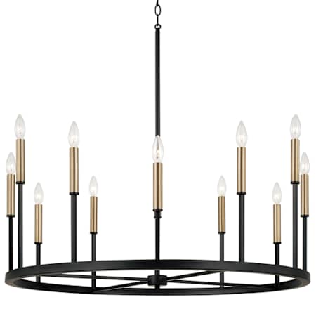 Capital Lighting Davis 12 Light 36" Wide Taper Candle Style Chandelier Espresso / Brass