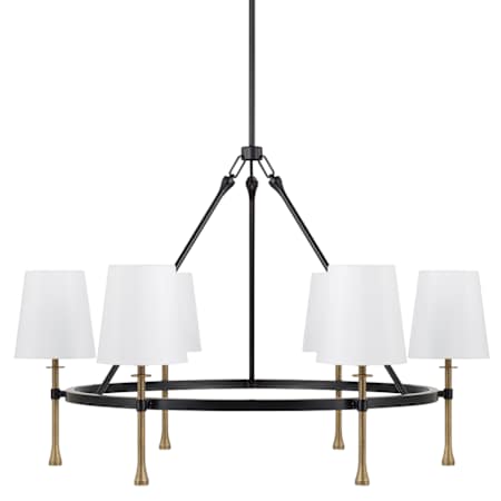 Capital Lighting Hollis 6 Light 35" Wide Chandelier Matte Black / Hammered Gold