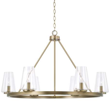 Capital Lighting Aaron 6 Light 36" Wide Taper Candle Ring Chandelier Aged Brass