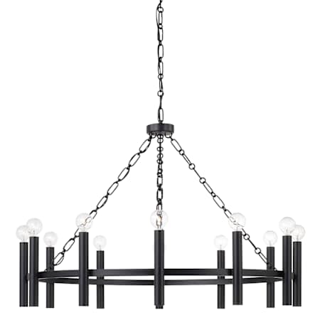 Capital Lighting Winton 12 Light 35" Wide Taper Candle Style Chandelier Matte Black