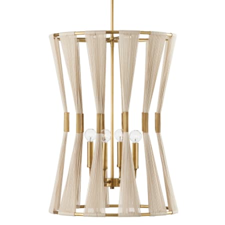 Capital Lighting Bianca 4 Light 20" Wide Pendant Bleached Natural Rope / Patinaed Brass