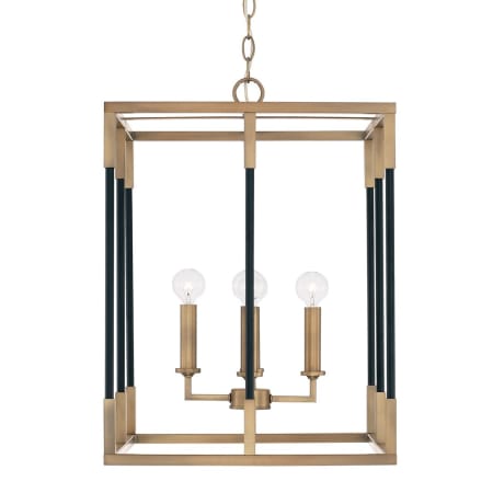 Capital Lighting Bleeker 4 Light 16" Wide Pendant Aged Brass / Black