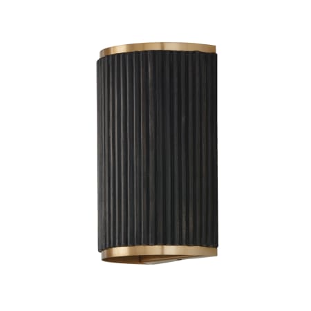 Capital Lighting Donovan 2 Light 12" Tall Wall Sconce with Mango Wood Shade Black Stain / Matte Brass