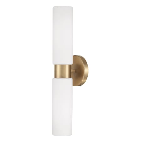 Capital Lighting Theo 2 Light 5" Wide Bath Bar with Soft White Glass Shades Aged Brass