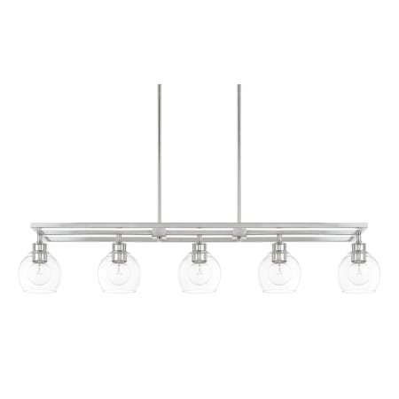Capital Lighting Mid Century 5 Light 47" Wide Linear Chandelier Polished Nickel