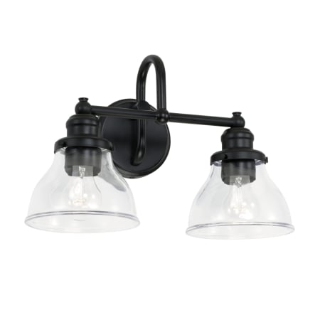 Capital Lighting Baxter 2 Light 16" Wide Bathroom Vanity Light with Clear Glass Shades Matte Black