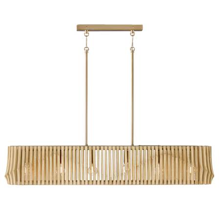 Capital Lighting Archer 6 Light 41" Wide Linear Chandelier Blonde Wood / Matte Brass