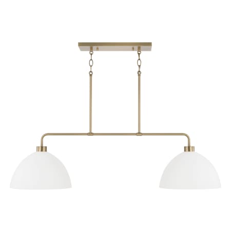 Capital Lighting Ross 2 Light 44" Wide Linear Chandelier Aged Brass / White