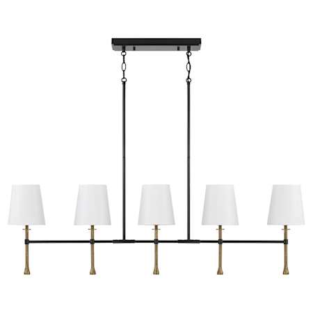 Capital Lighting Hollis 5 Light 48" Wide Linear Chandelier Matte Black / Hammered Gold