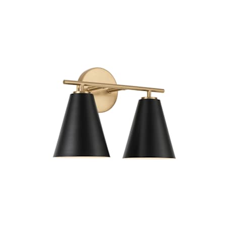 Capital Lighting Charlie 2 Light 15" Wide Vanity Light Matte Brass / Black